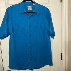 Red Head Men's Blue Short Sleeve button down Shirt with collar